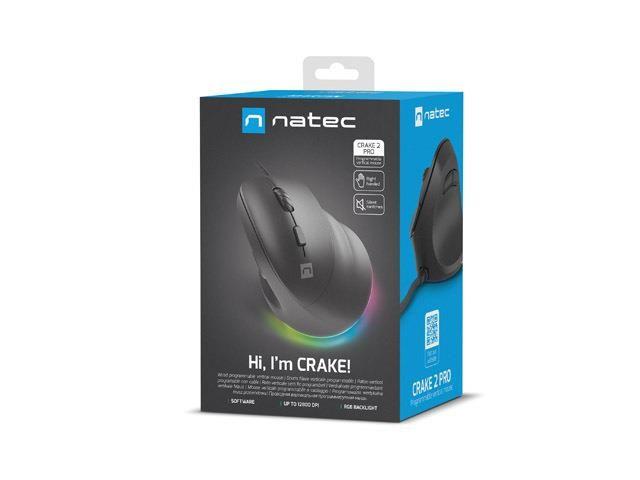 Mysz przewodowa Natec Crake 2 PRO 12800dpi wertykalna programowalna optyczna czarna — zdjęcie 7