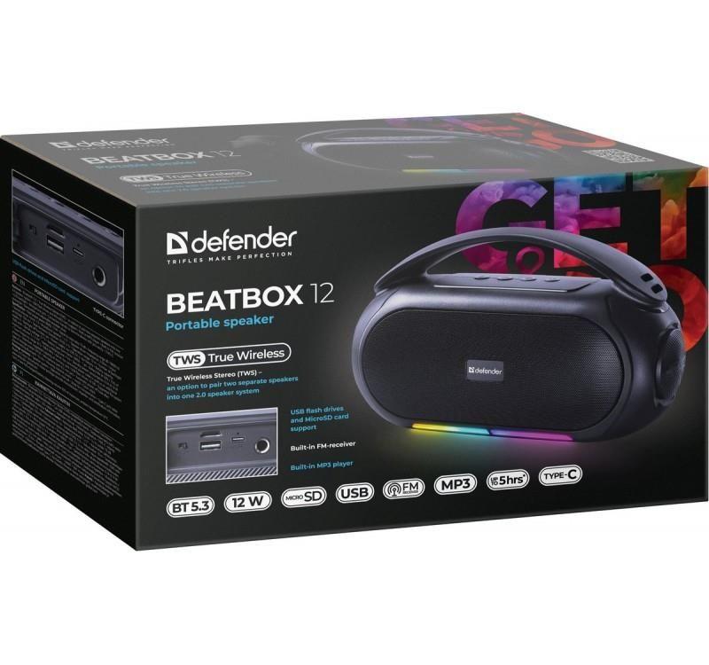 Głośnik Defender BEATBOX 12 Bluetooth 12W MP3/FM/SD/USB/LED czarny — zdjęcie 5