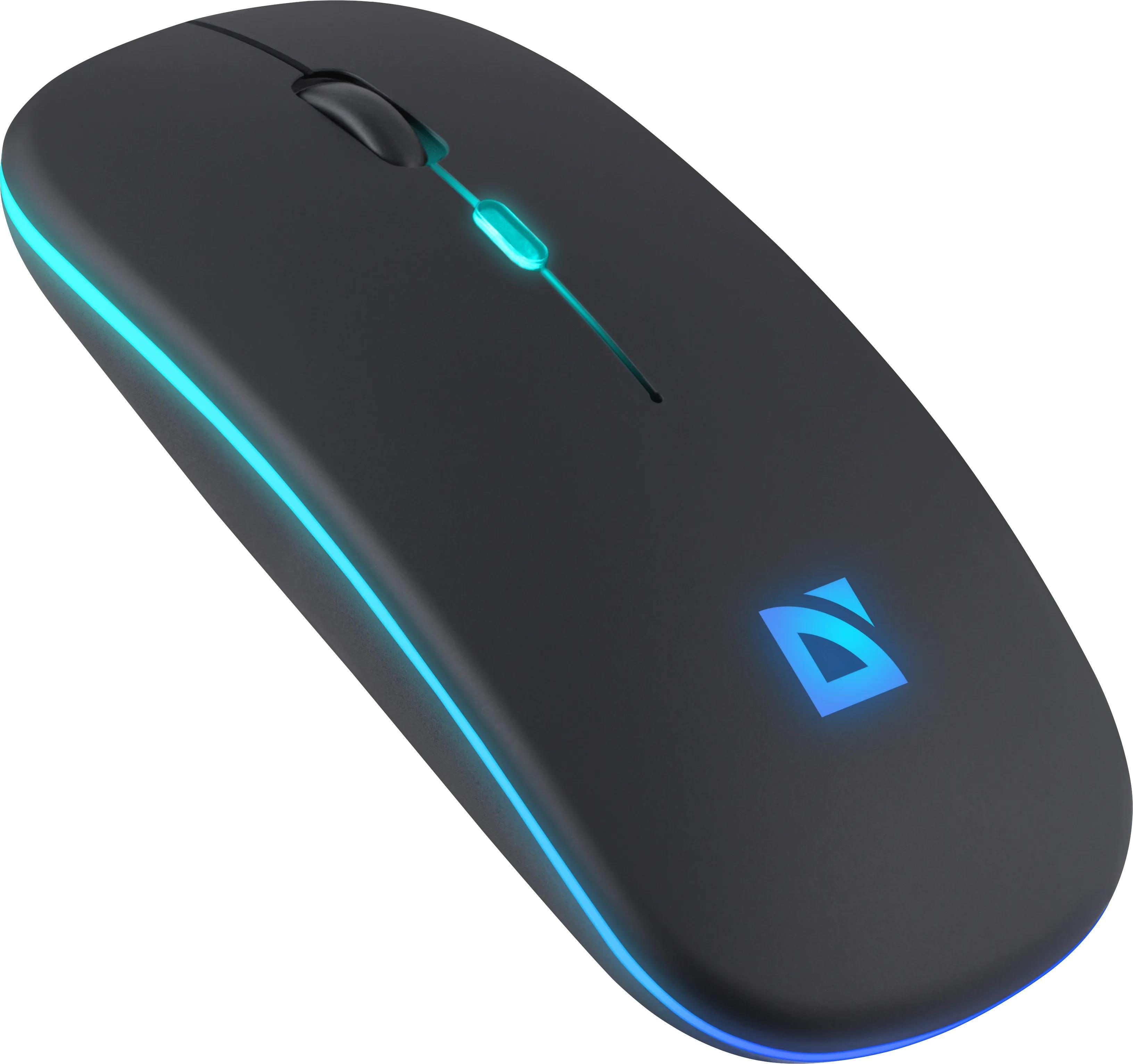 Mysz bezprzewodowa Defender TOUCH MM-997 optyczna 1600dpi 2.4 GHz + Bluetooth czarna RGB AKUMULATOR bezklikowa silent — zdjęcie 2