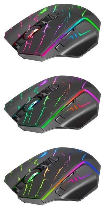 Mysz bezprzewodowa Defender URAN GM-503 optyczna 3200dpi czarna RGB AKUMULATOR 8 przycisków Gaming — zdjęcie 6