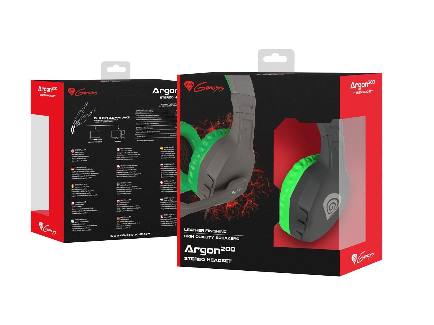 Słuchawki z mikrofonem Genesis Argon 200 Gaming czarno-zielone — zdjęcie 2