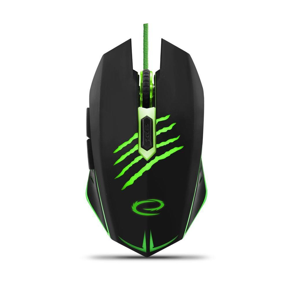 Mysz przewodowa Esperanza MX209 Claw optyczna Gaming 6D USB czarno-zielona — zdjęcie 1