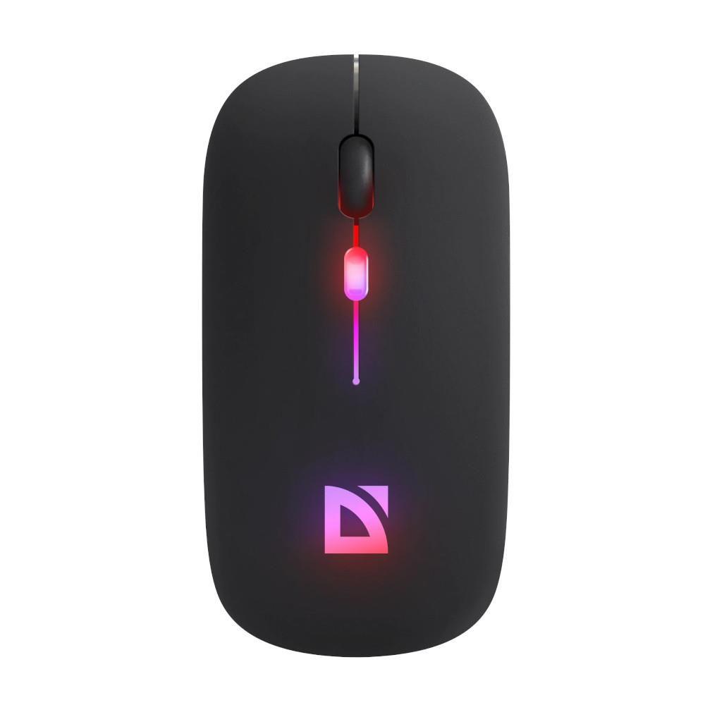 Mysz bezprzewodowa Defender TOUCH MM-997 optyczna 1600dpi 2.4 GHz + Bluetooth czarna RGB AKUMULATOR bezklikowa silent — zdjęcie 1