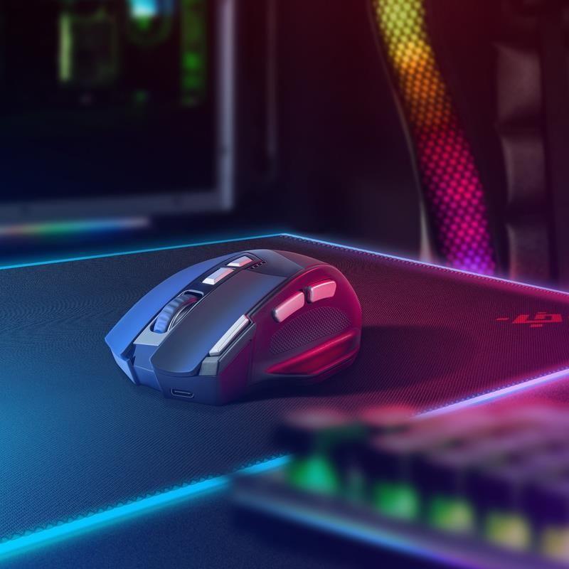 Mysz bezprzewodowa Defender KNIGHT GM-885 optyczna 3200dpi czarna RGB AKUMULATOR 7 przycisków Gaming bezklikowa silent — zdjęcie 4