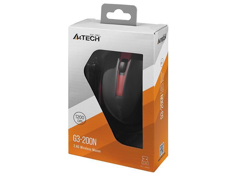 Mysz bezprzewodowa A4Tech V-TRACK G3-200N-1 Black+Red WRLS — zdjęcie 4