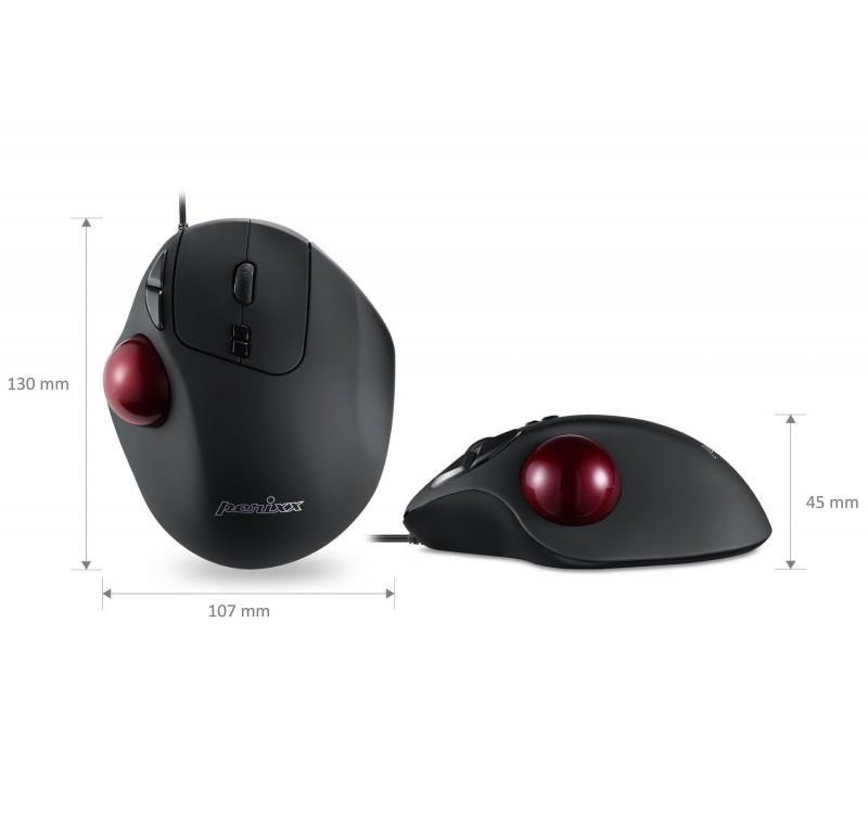 Mysz przewodowa Perixx PERIMICE 517 laserowa trackball 34mm czarna — zdjęcie 4