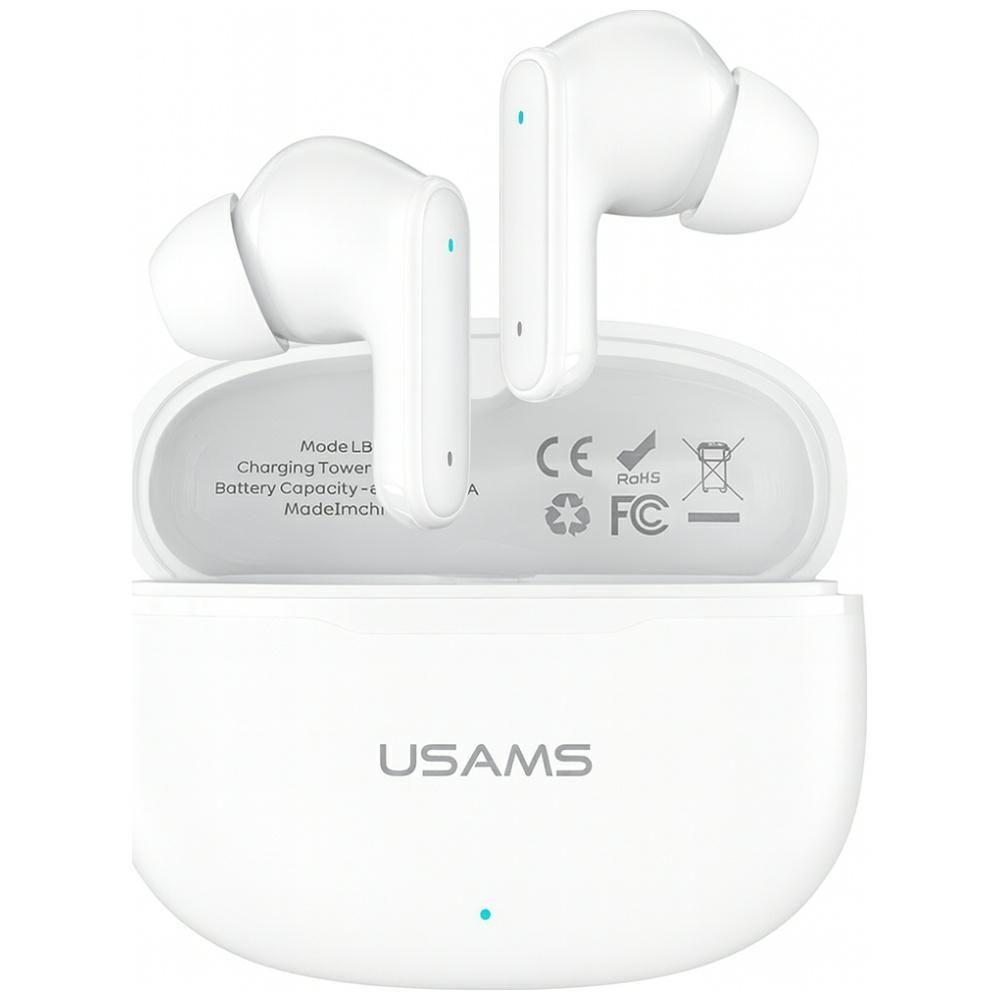 Słuchawki z mikrofonem Usams E05 TWS Bluetooth 5.0+ stacja dokująca - białe
