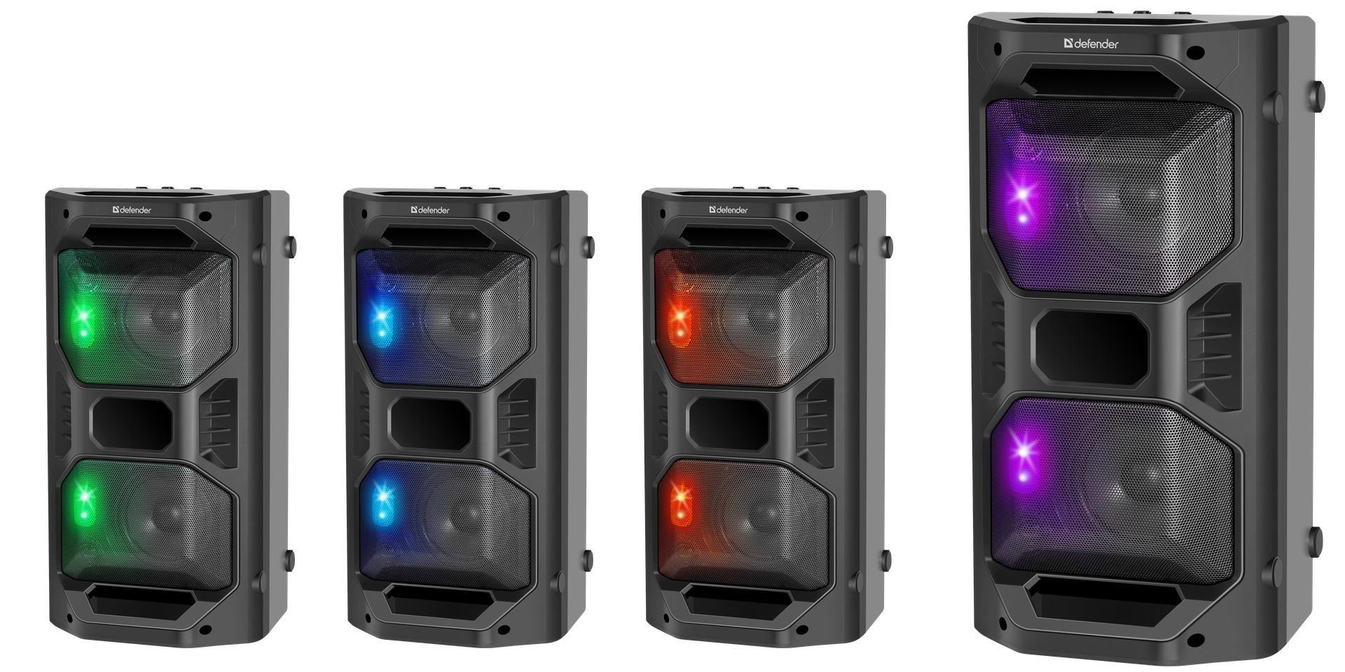 Głośnik Defender RAGE Bluetooth 50W MP3/FM/SD/USB/AUX/TWS/MIC/LED KARAOKE czarny PILOT — zdjęcie 4