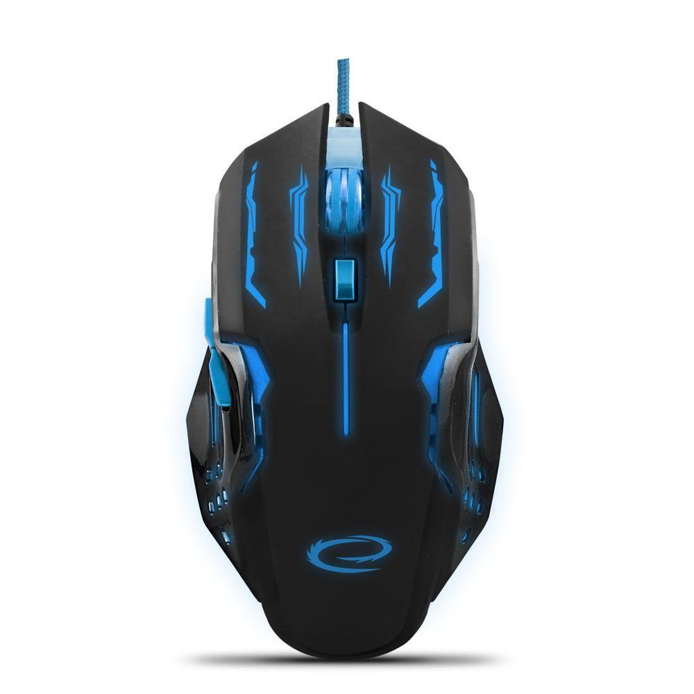Mysz przewodowa Esperanza MX403 Apache optyczna Gaming 6D USB niebiesko-czarna — zdjęcie 1