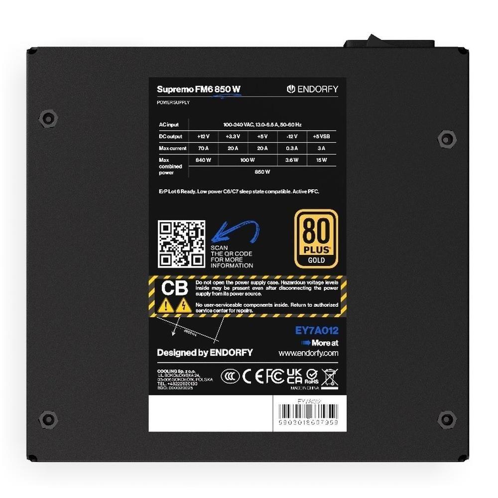 Zasilacz Endorfy Supremo FM6 850W ATX 120mm 80 Plus Gold — zdjęcie 6