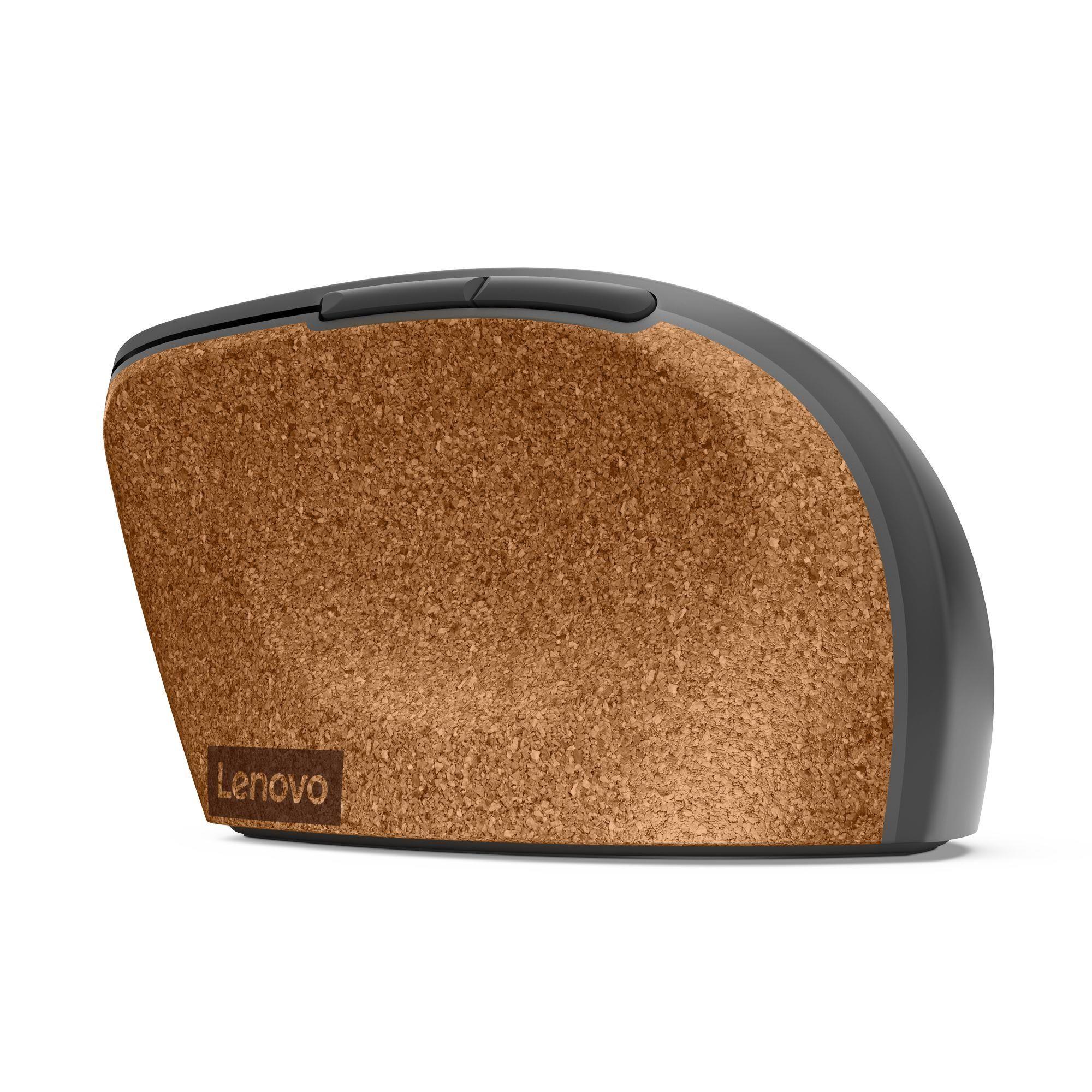 Mysz bezprzewodowa Lenovo Go Wireless Vertical Mouse optyczna szara z naturalnym korkiem — zdjęcie 4