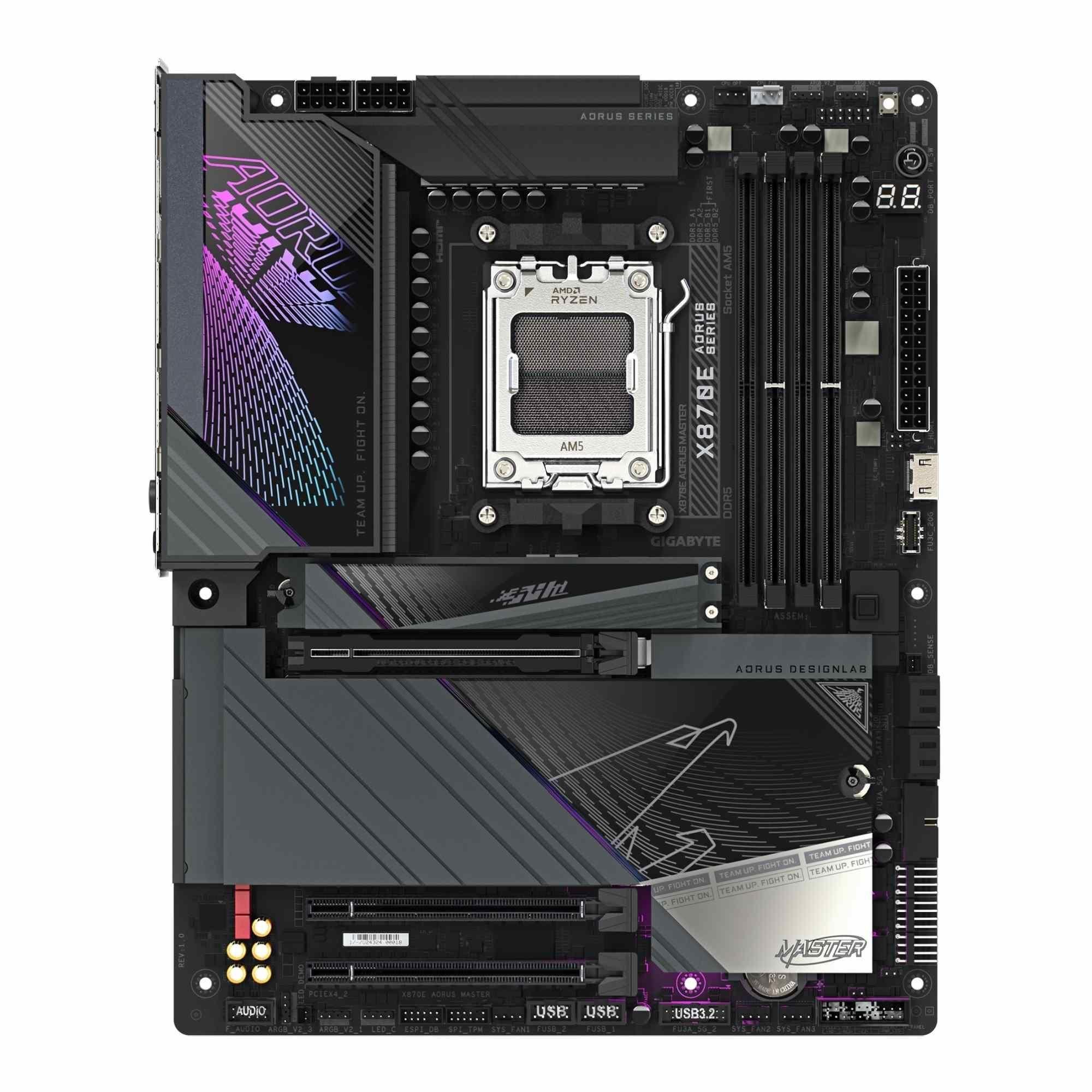 Płyta Gigabyte X870E AORUS MASTER /AMD X870/DDR5/SATA3/M.2/USB4/PCIe5.0/WiFi/BT/AM5/ATX — zdjęcie 1