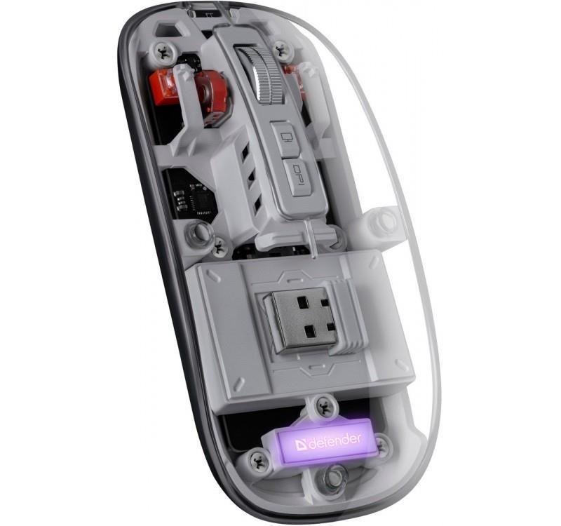 Mysz bezprzewodowa Defender IXES MM-999 optyczna 2400dpi 2.4GHz + Bluetooth AKUMULATOR bezklikowa silent — zdjęcie 2