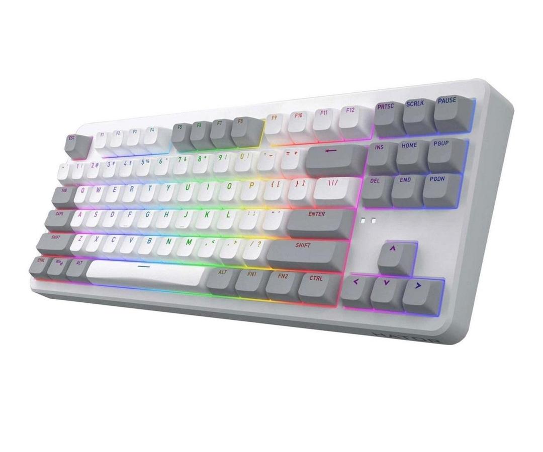 Klawiatura dla graczy Hator Rockfall 3 TKL bezprzewodowa mechaniczna biała, klawisze szaro-białe