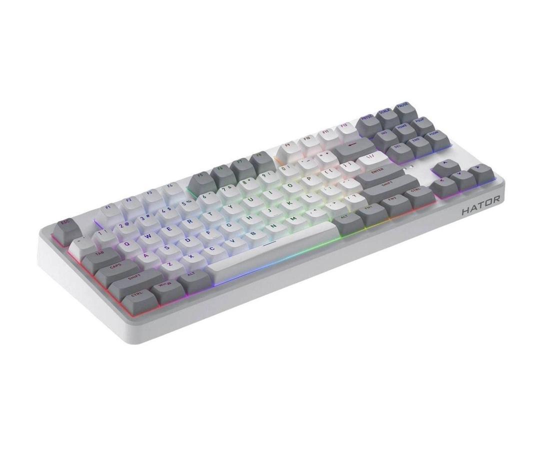 Klawiatura dla graczy Hator Rockfall 3 TKL bezprzewodowa mechaniczna biała, klawisze szaro-białe