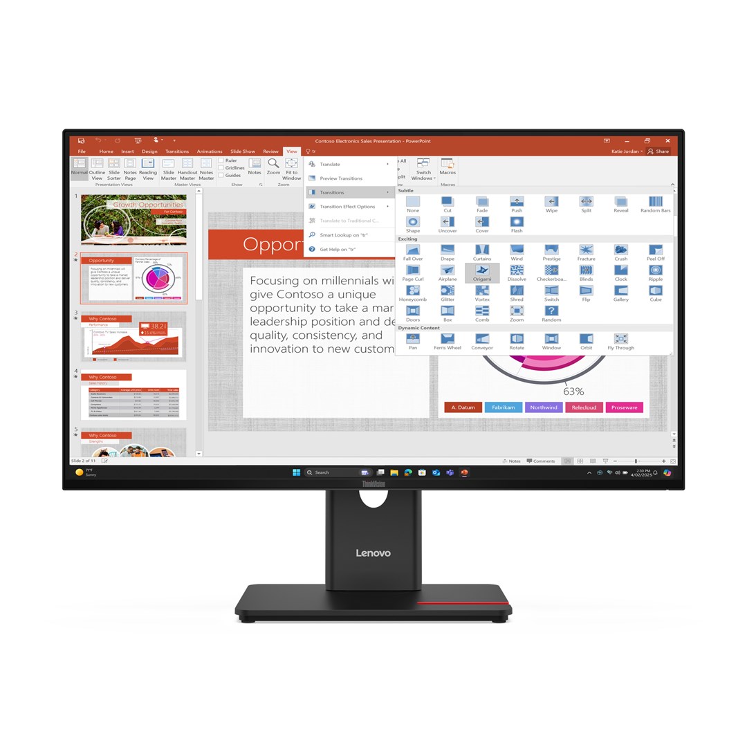 Lenovo ThinkVision T27-40 27" IPS FHD AG 4ms 300nits 120Hz HDMI, DP USB Webcam Eclipse Black